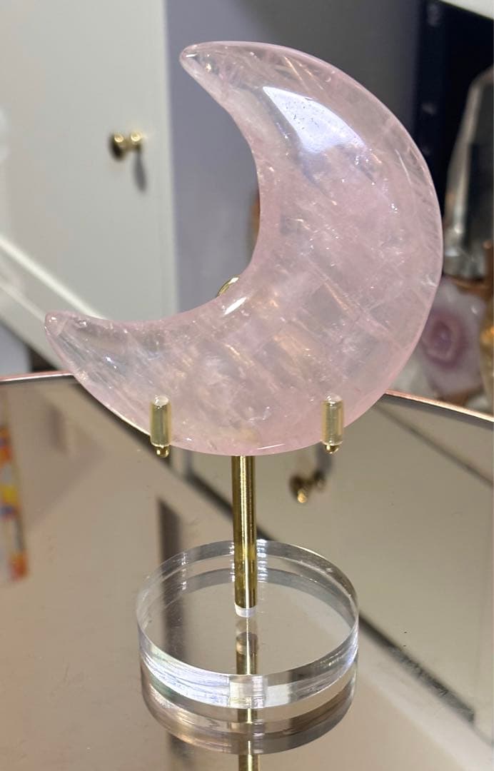 高品質　ローズクォーツ　透明感　BIG 月　ムーン　スタンド付き