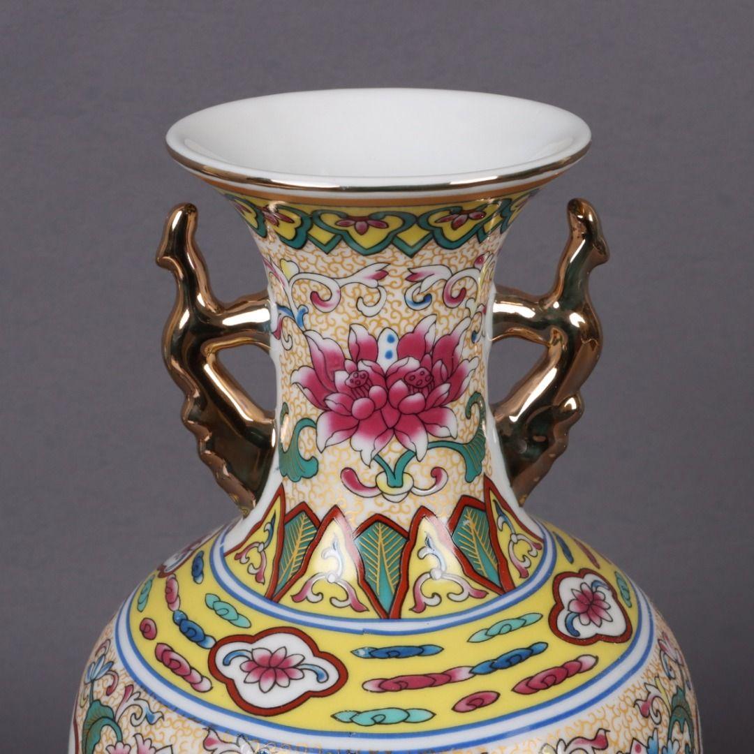 大清乾隆琺瑯彩四季瓜果双耳瓶磁花瓶 景徳鎮 陶磁器 装飾品 現代工芸品美術品置物