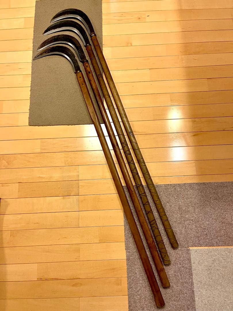 在銘夜叉龍他　極上造林鎌4本まとめて　草刈鎌 大鎌 林業 草刈　長柄鎌