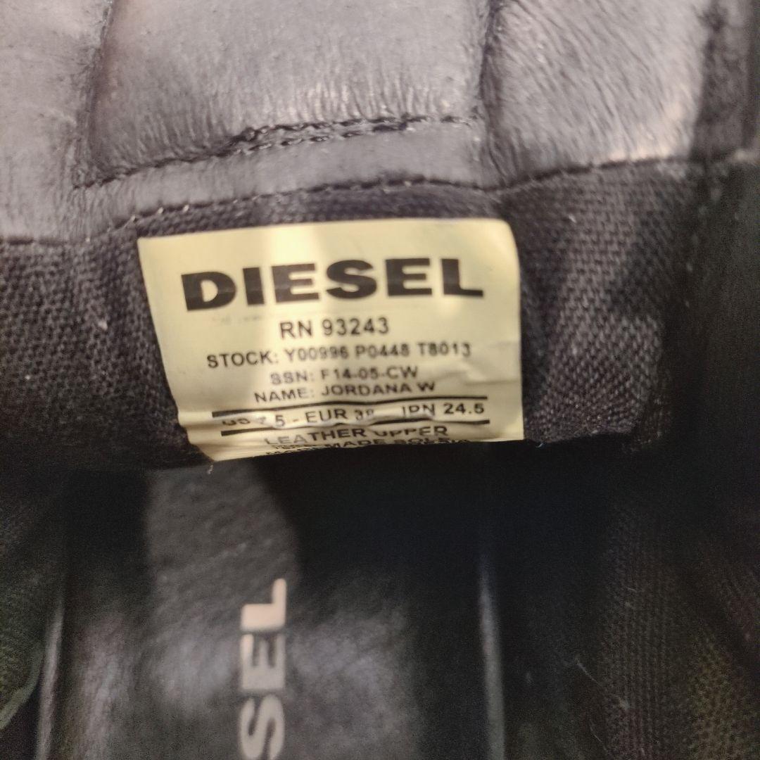 diesel ディーゼル　スニーカー　ハイカット　メンズ　プレートロゴ　ブラック