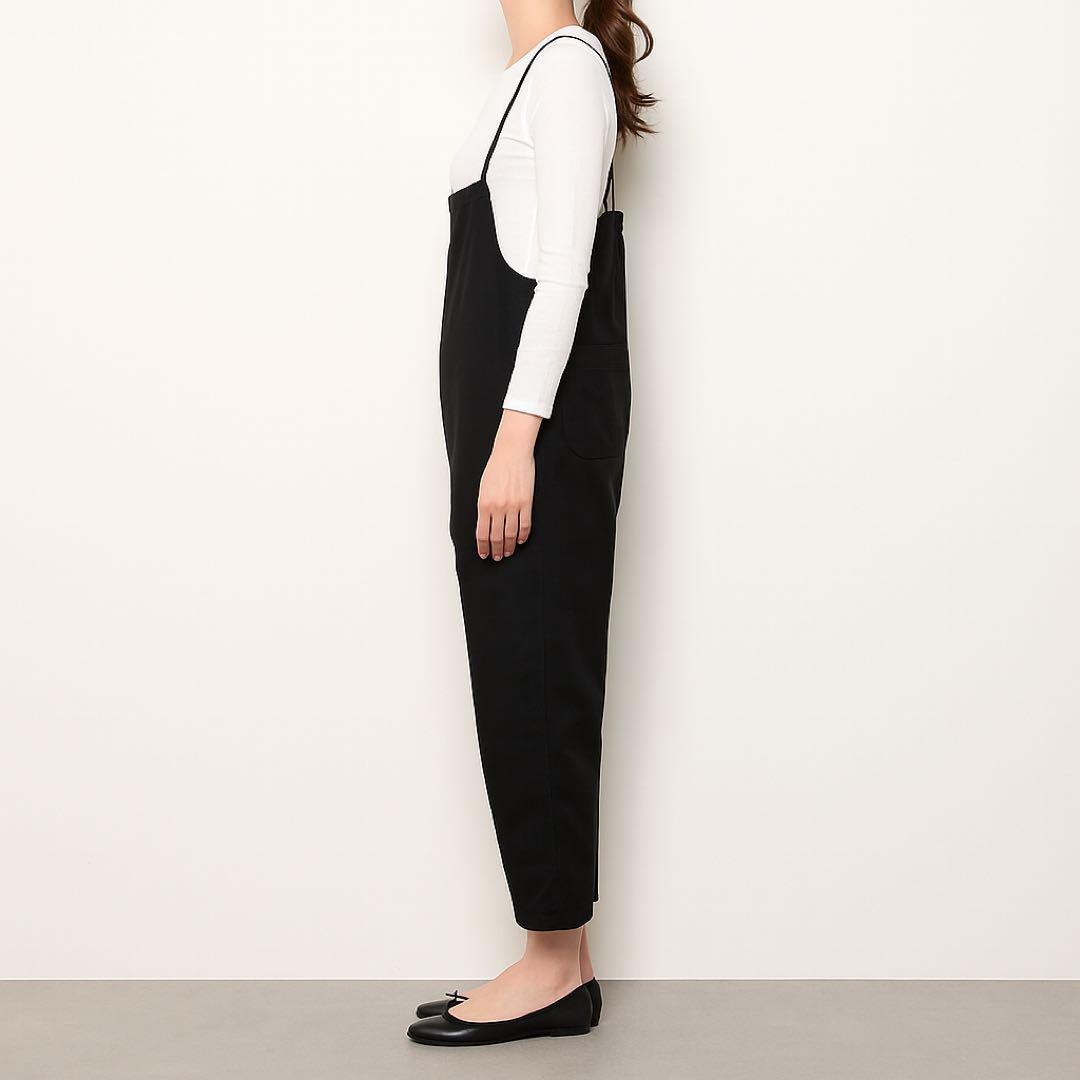 ドゥロワー Drawer コットンシルクオーバーオール　サロペット黒34