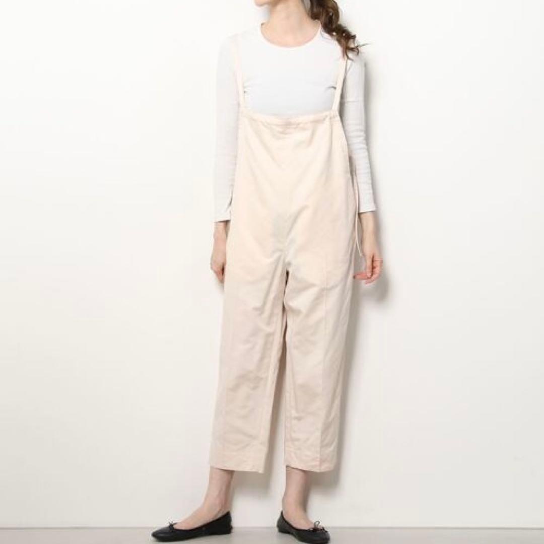 ドゥロワー Drawer コットンシルクオーバーオール　サロペット黒34