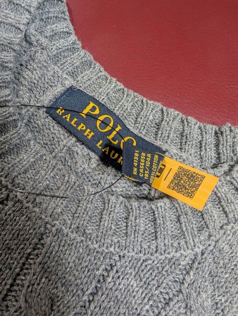 Polo Ralph Lauren ケーブル コットンニットセーター M　グレー