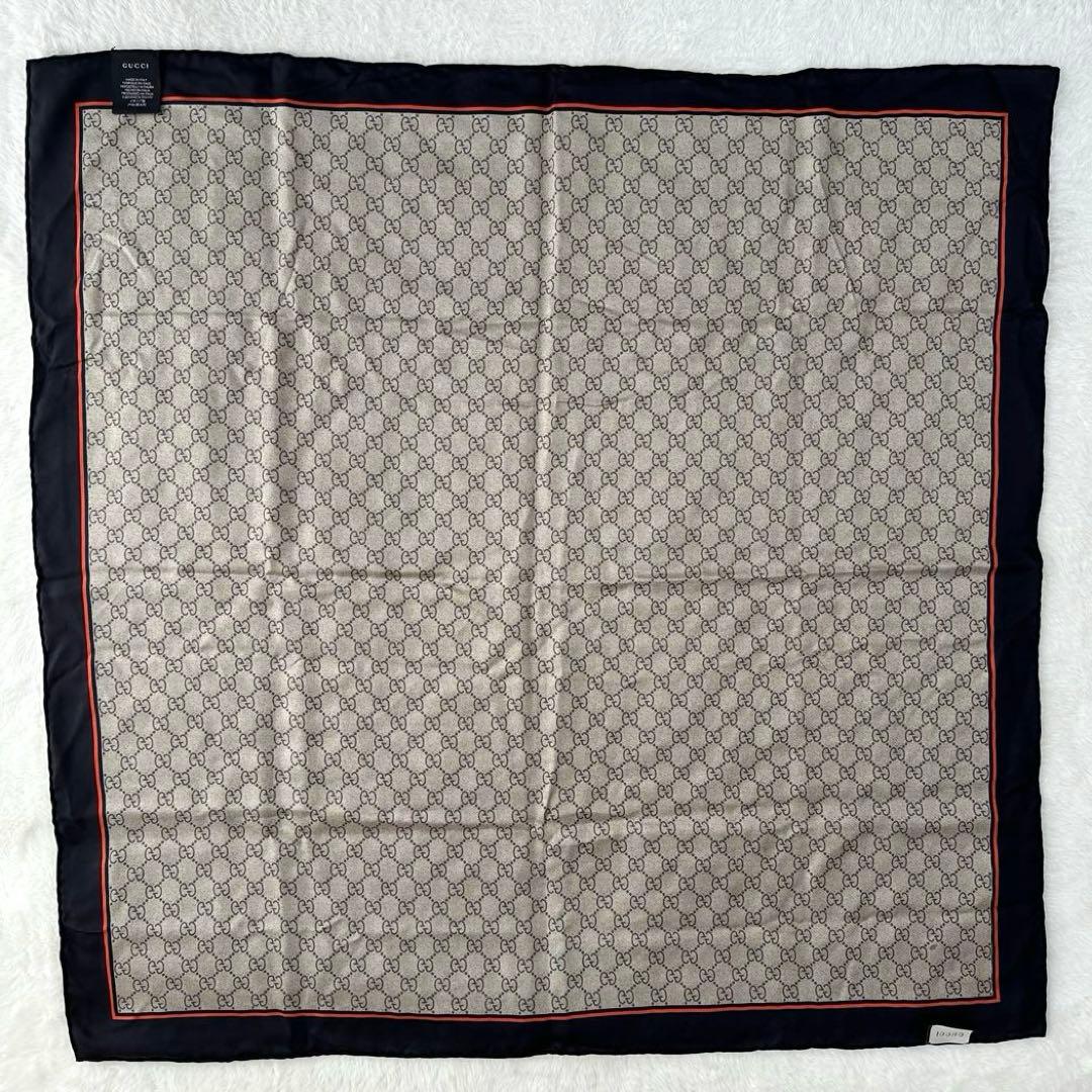 現行タグ✨GUCCI グッチ 大判スカーフ GG柄 ビー bee 総柄 シルク