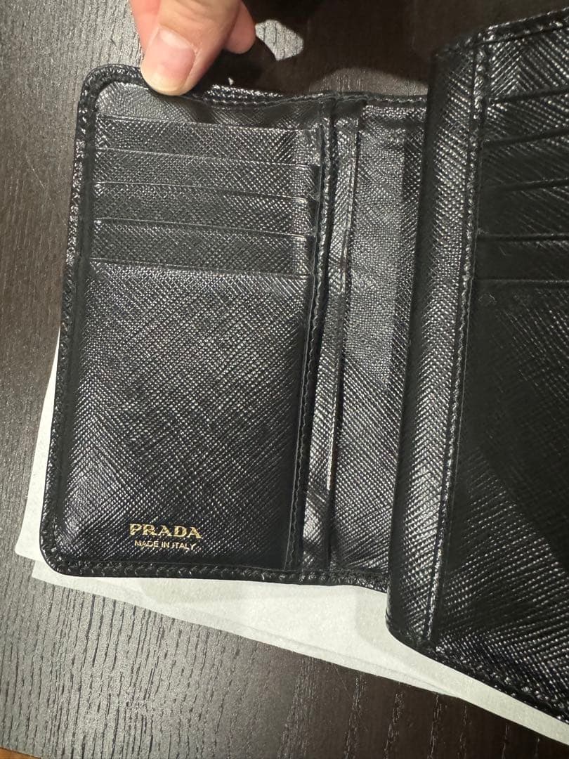 【中古】PRADA プラダ 二つ折り財布 1ML225 NERO
