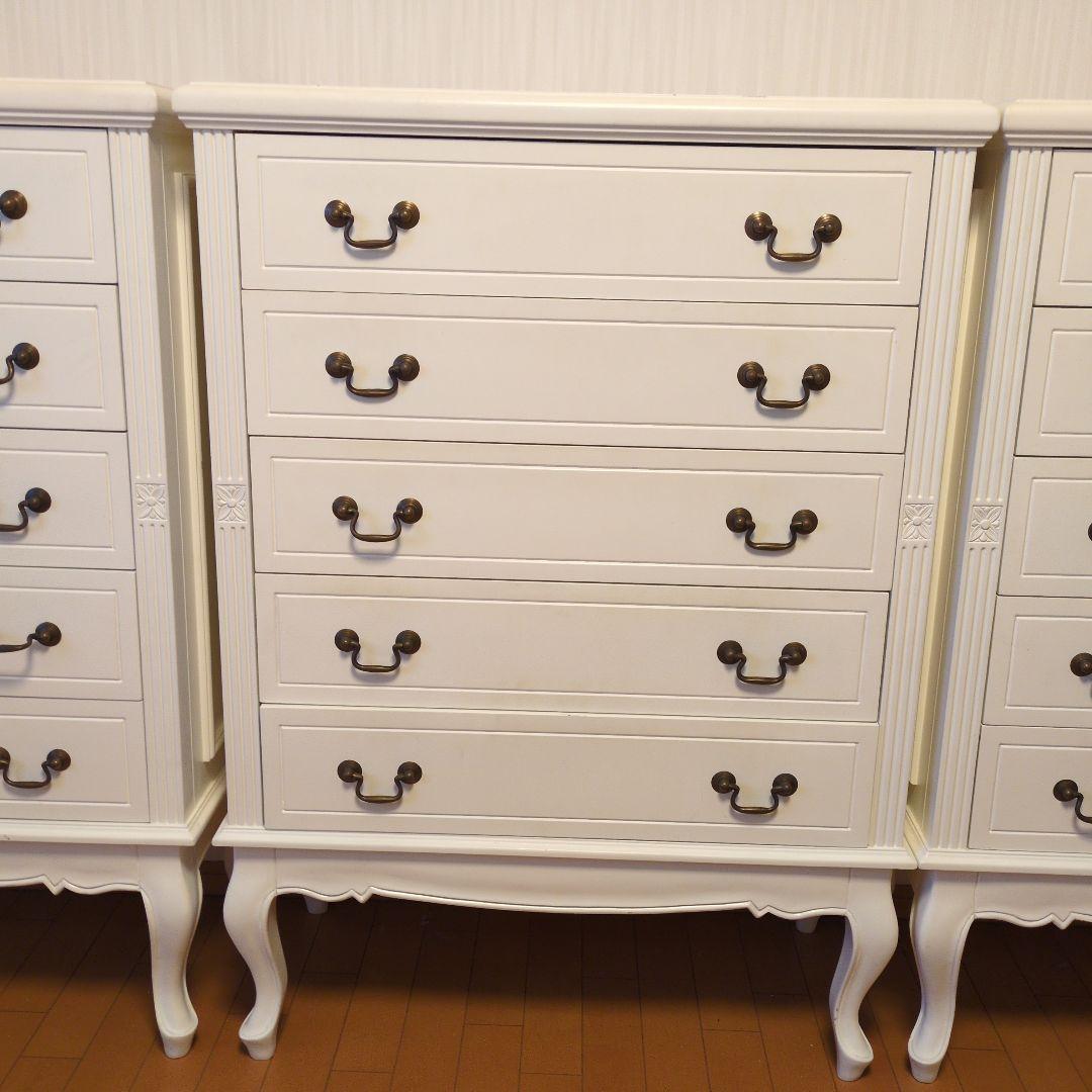 ホワイト木製チェスト 5段 ②