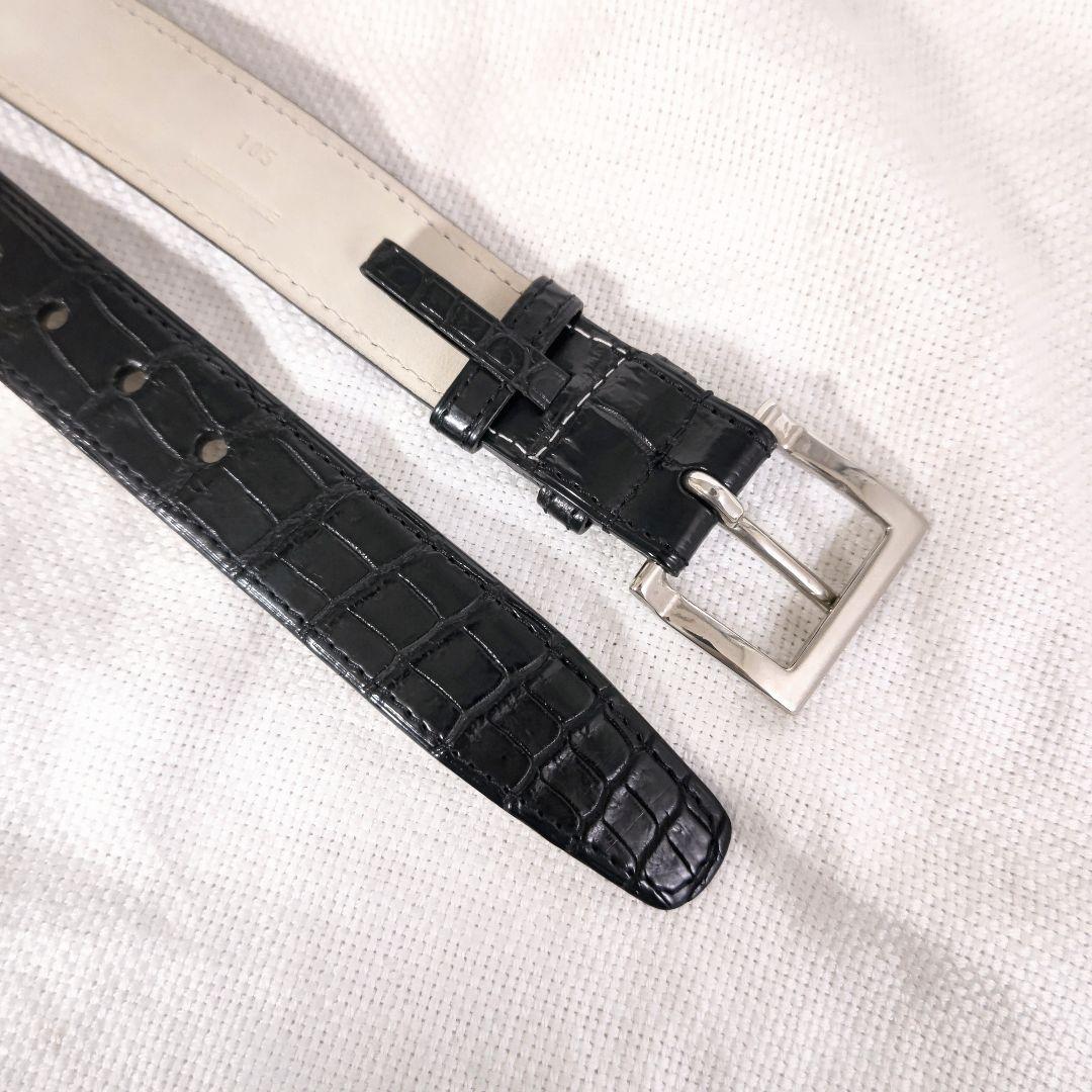 専用ジョンロブJOHN LOBBクロコダイルレザースクエアバックルベルト黒105