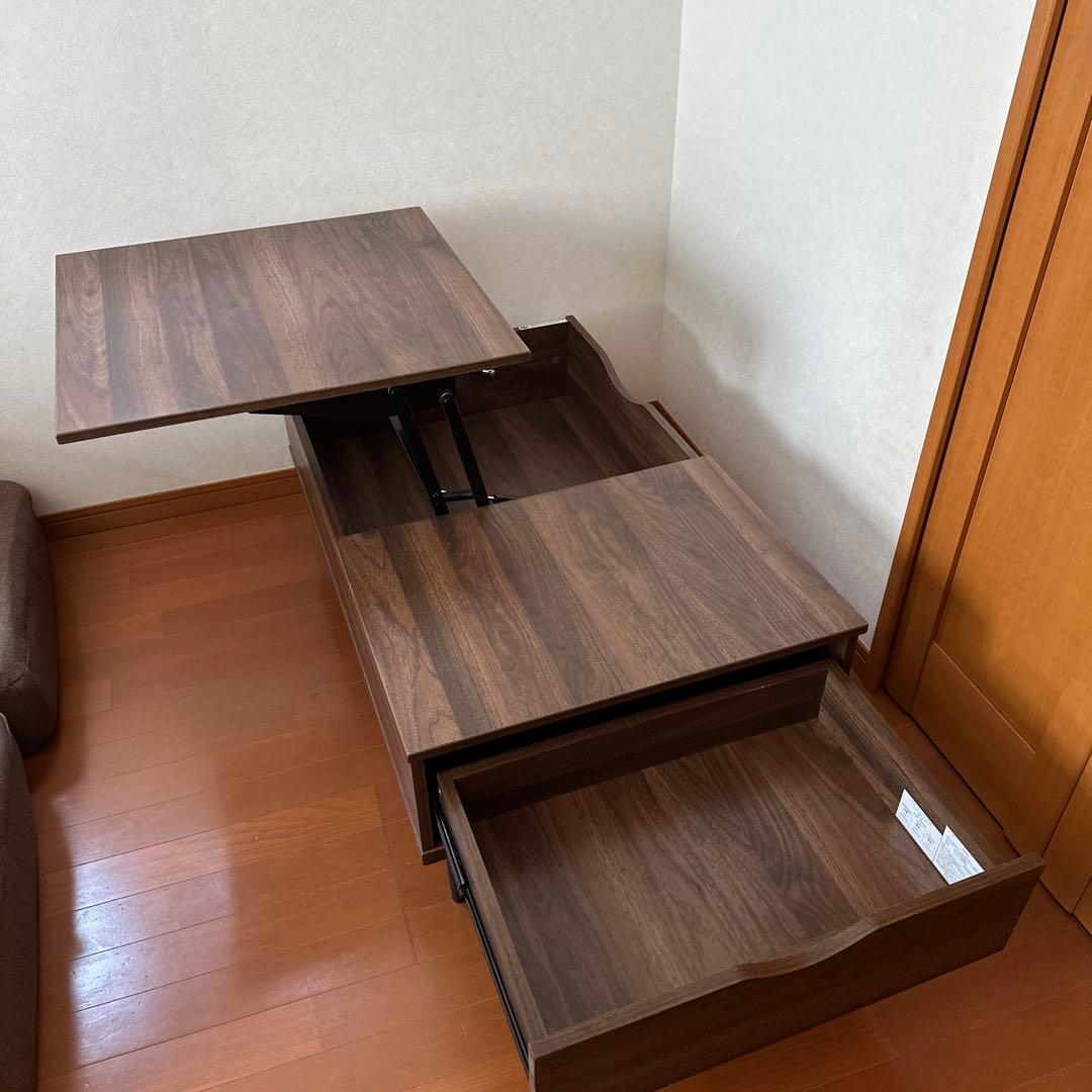 【週末セール】　東京引き取り　ニトリ　昇降式ダークブラウンテーブル　ローテーブル