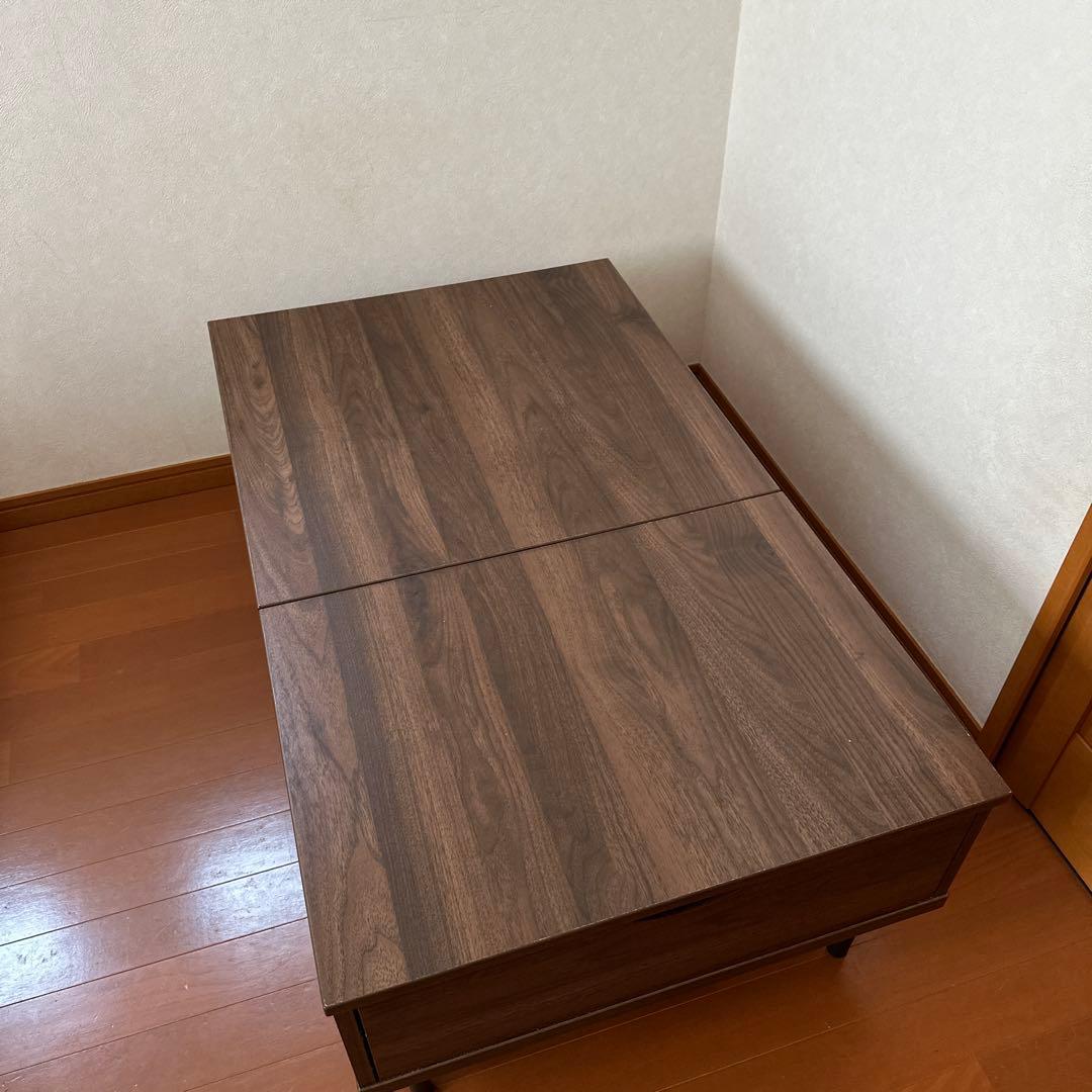 【週末セール】　東京引き取り　ニトリ　昇降式ダークブラウンテーブル　ローテーブル