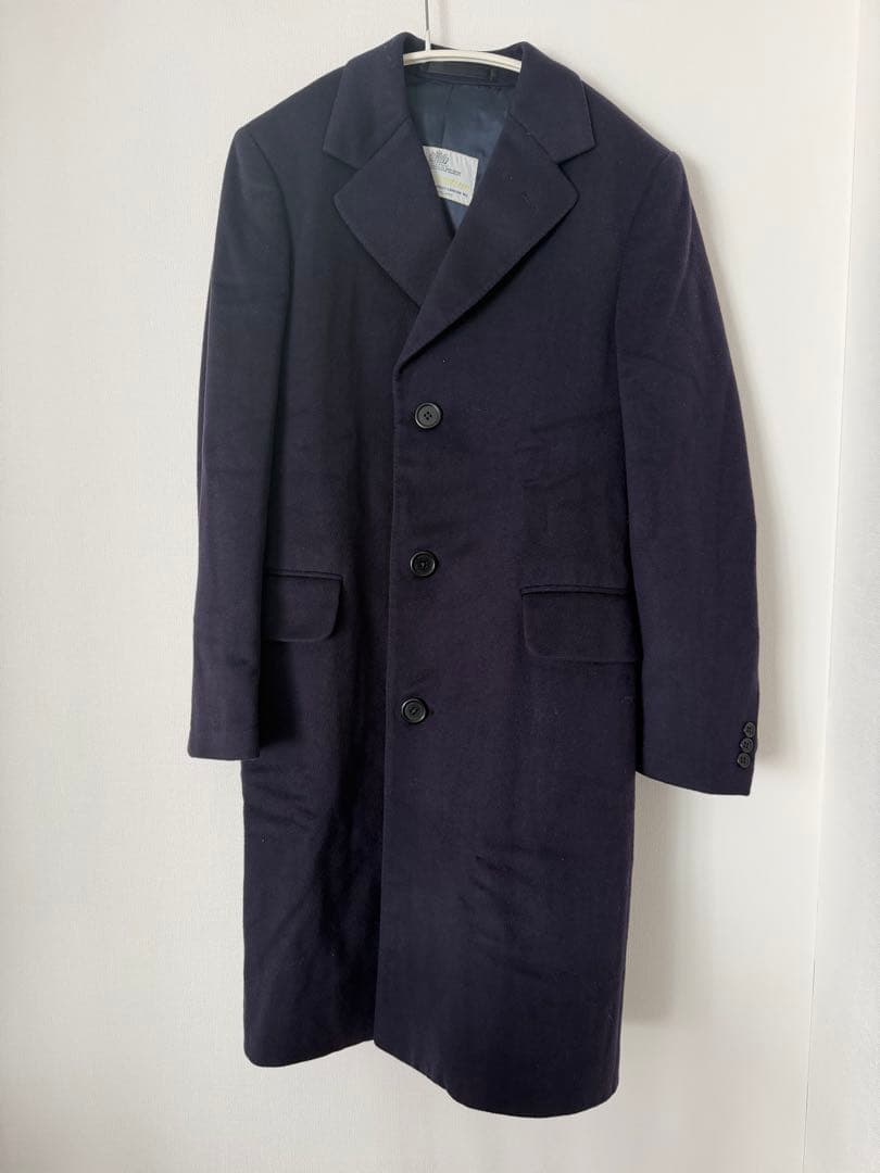 美品Aquascutum ネイビー チェスターコート　カシミア100%