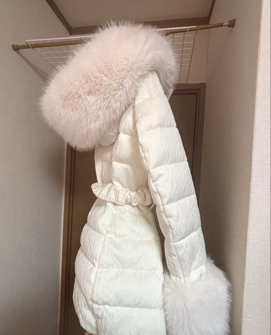 ミシェルマカロン ケーブル柄ベルト付きダウンコート ダウンコート フリーサイズ