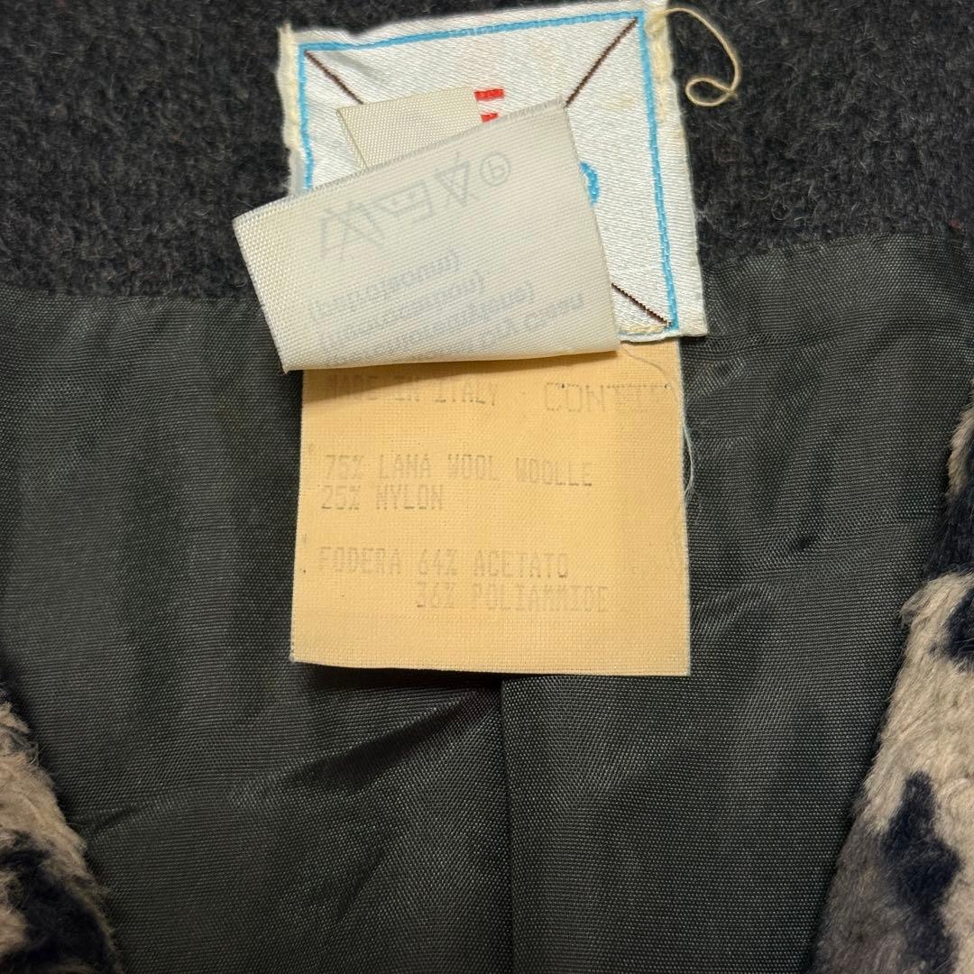 フェンディ　ウールチェスターコート　40 L レオパード　ダブル　ダークグレー