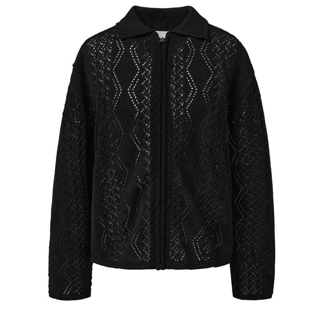 トップス 25ss AMOMENTO CROCHET ZIP-UP CARDIGAN