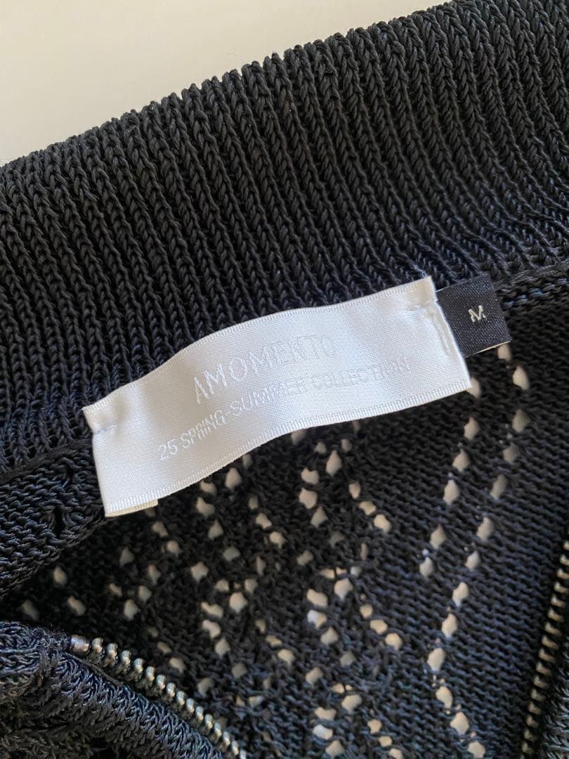 トップス 25ss AMOMENTO CROCHET ZIP-UP CARDIGAN