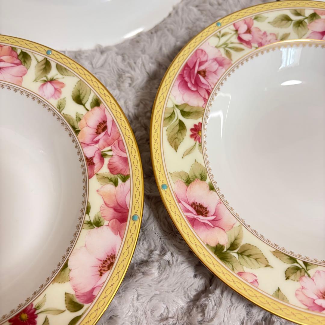 ノリタケ　ハートフォード　６点セット　プレート　スープ皿　金彩　花柄　ピンク