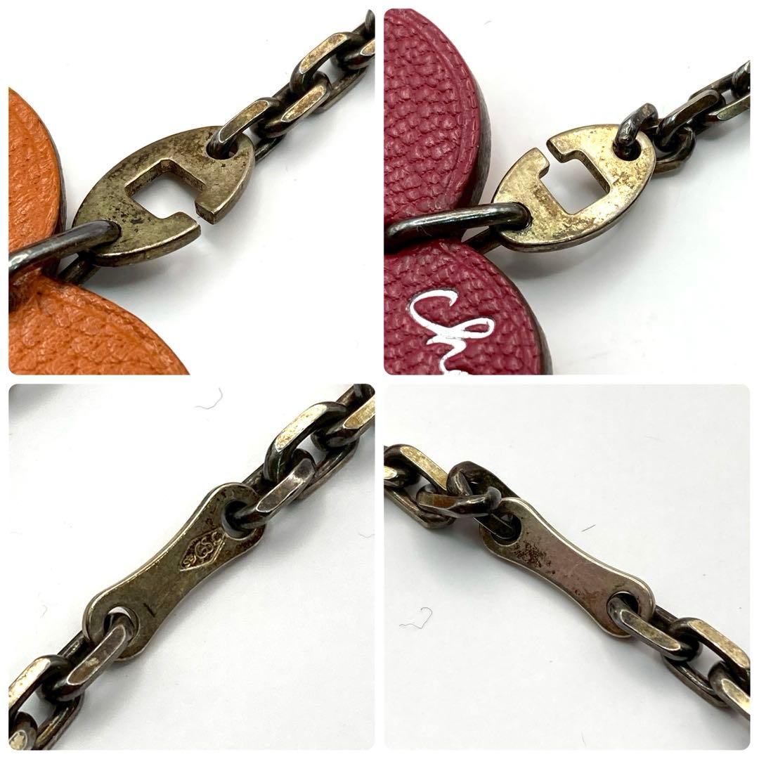 【美品】エルメス　レザーキーホルダー　ハート　バレンタイン限定　オレンジ×ピンク