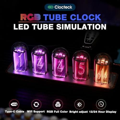 ClocTeck ニキシー管 時計 Wi-Fi同期 & 1600万色カスタマイp