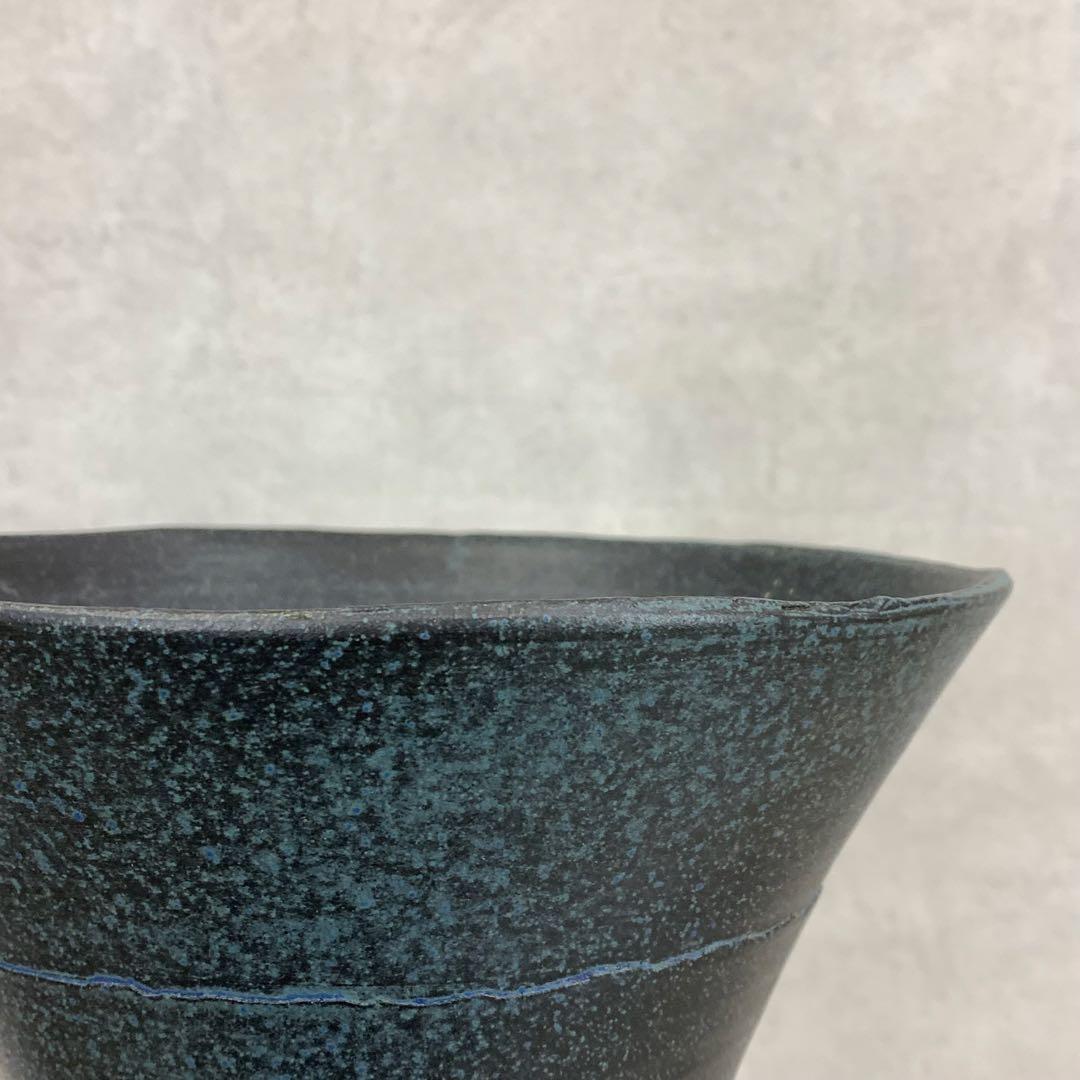 花器 延美 高さ約20cm 池坊 灰青色 生花 立花 華道 フラワーベース