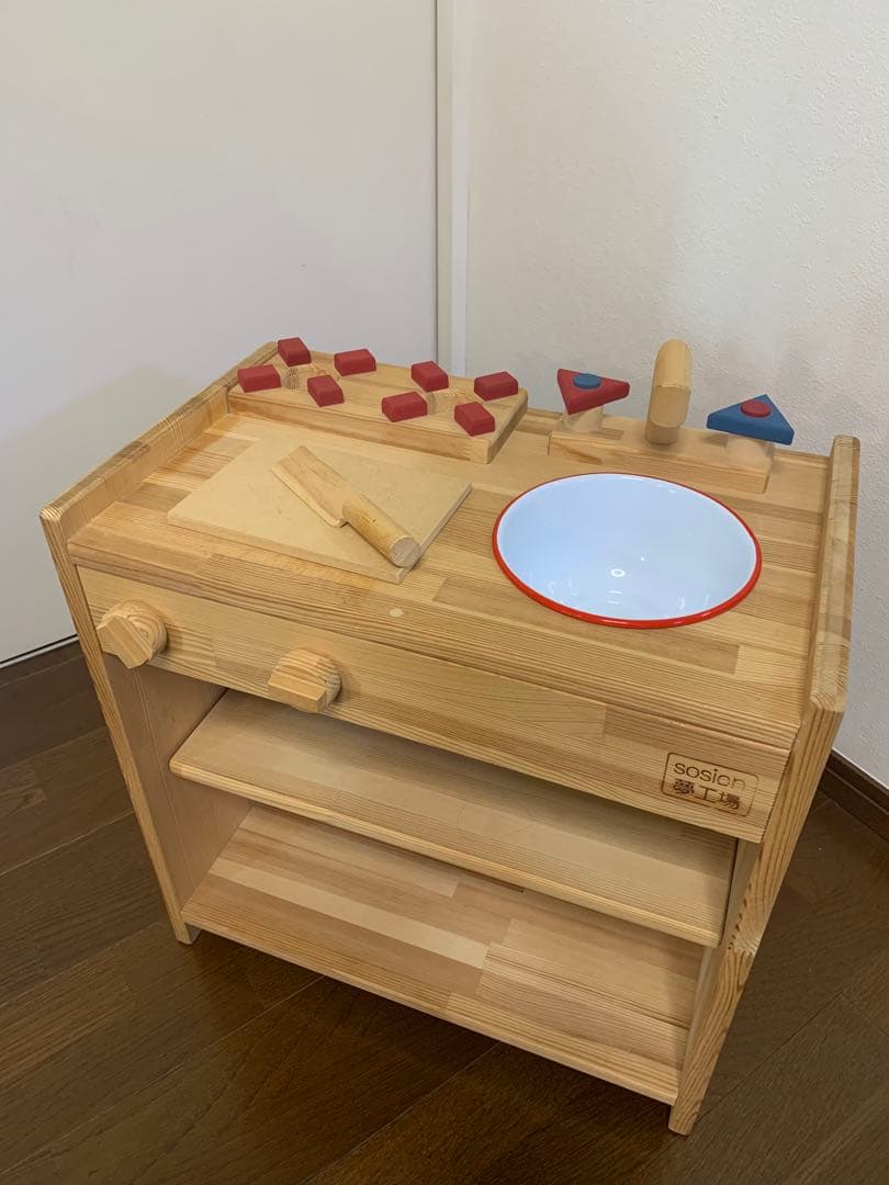 木製ままごとキッチン（棚付き） KHM-C sosion 夢工場