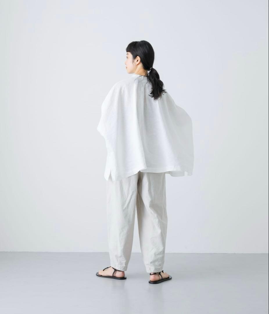 かぐれ　リネンスクエアケープシャツ　ブラック