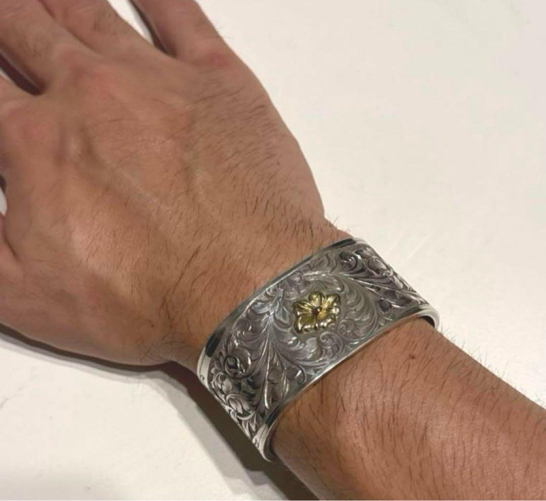KARAKUSA BANGLEシルバー 100g 3cm幅　唐草バングル