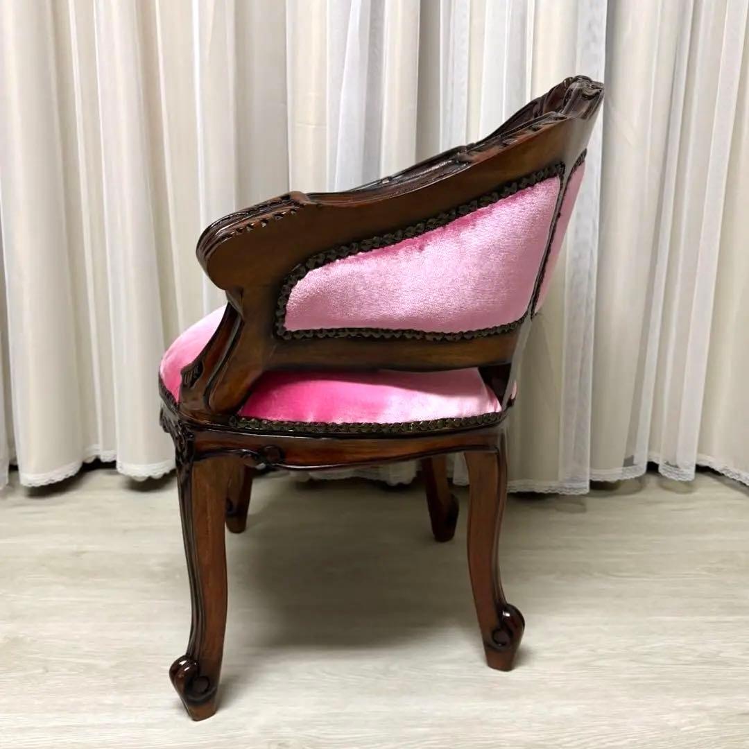 マホガニー材使用 ベネシア 1人掛けソファ ベロアピンク