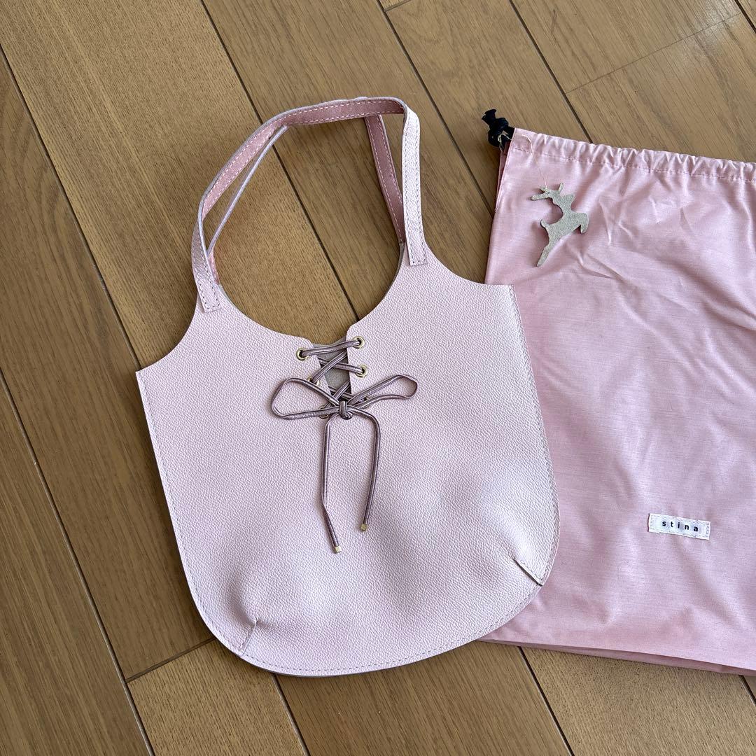 stina×MANOUTILコラボ ruban sac / pink ミニバッグ