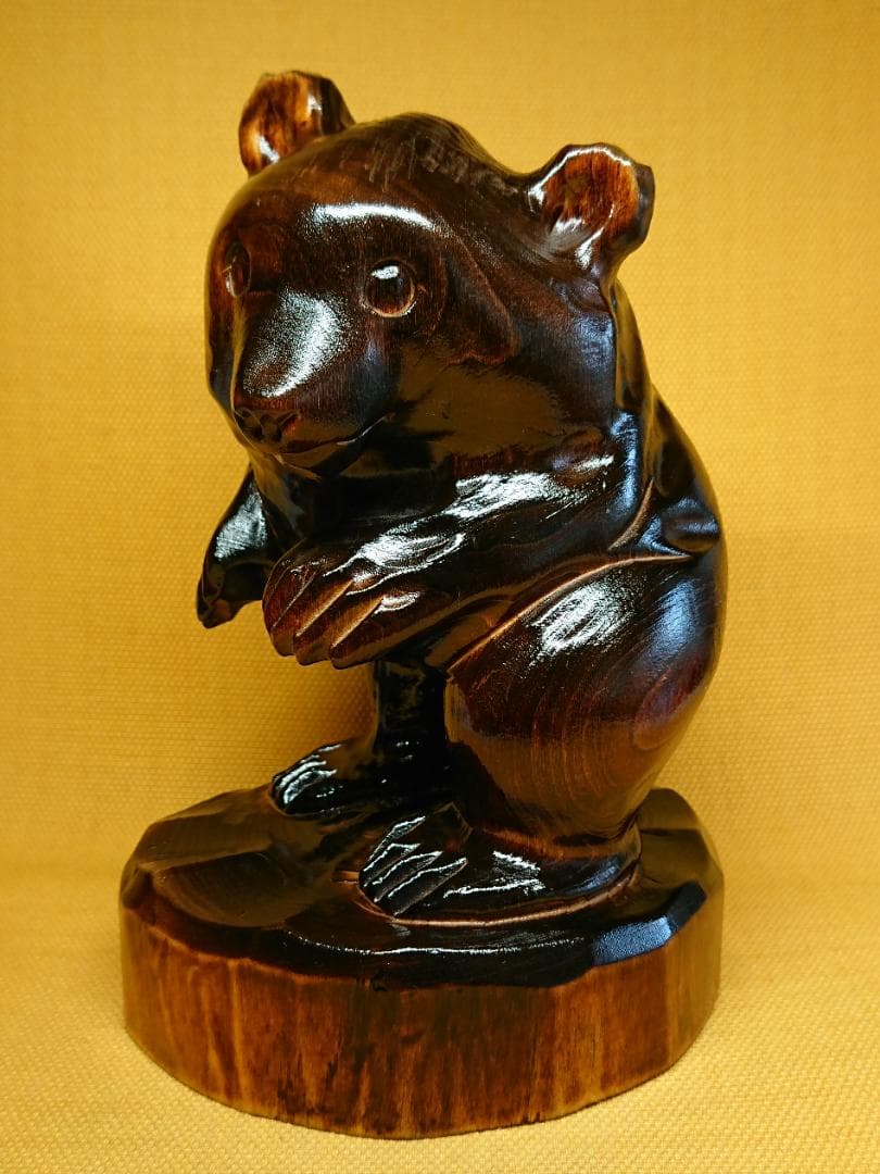 くま　熊　木彫　オブジェ　置物　インテリア　工芸品　美術品　A3071