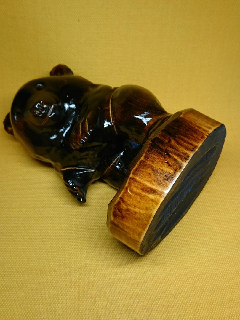 くま　熊　木彫　オブジェ　置物　インテリア　工芸品　美術品　A3071