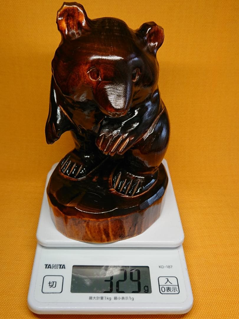くま　熊　木彫　オブジェ　置物　インテリア　工芸品　美術品　A3071