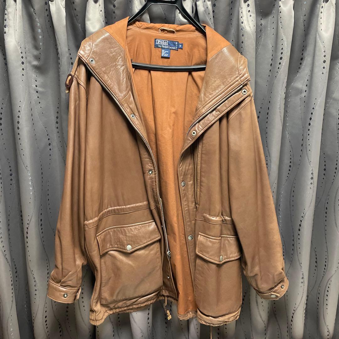 Polo by Ralph Lauren フード付きレザージャケット M