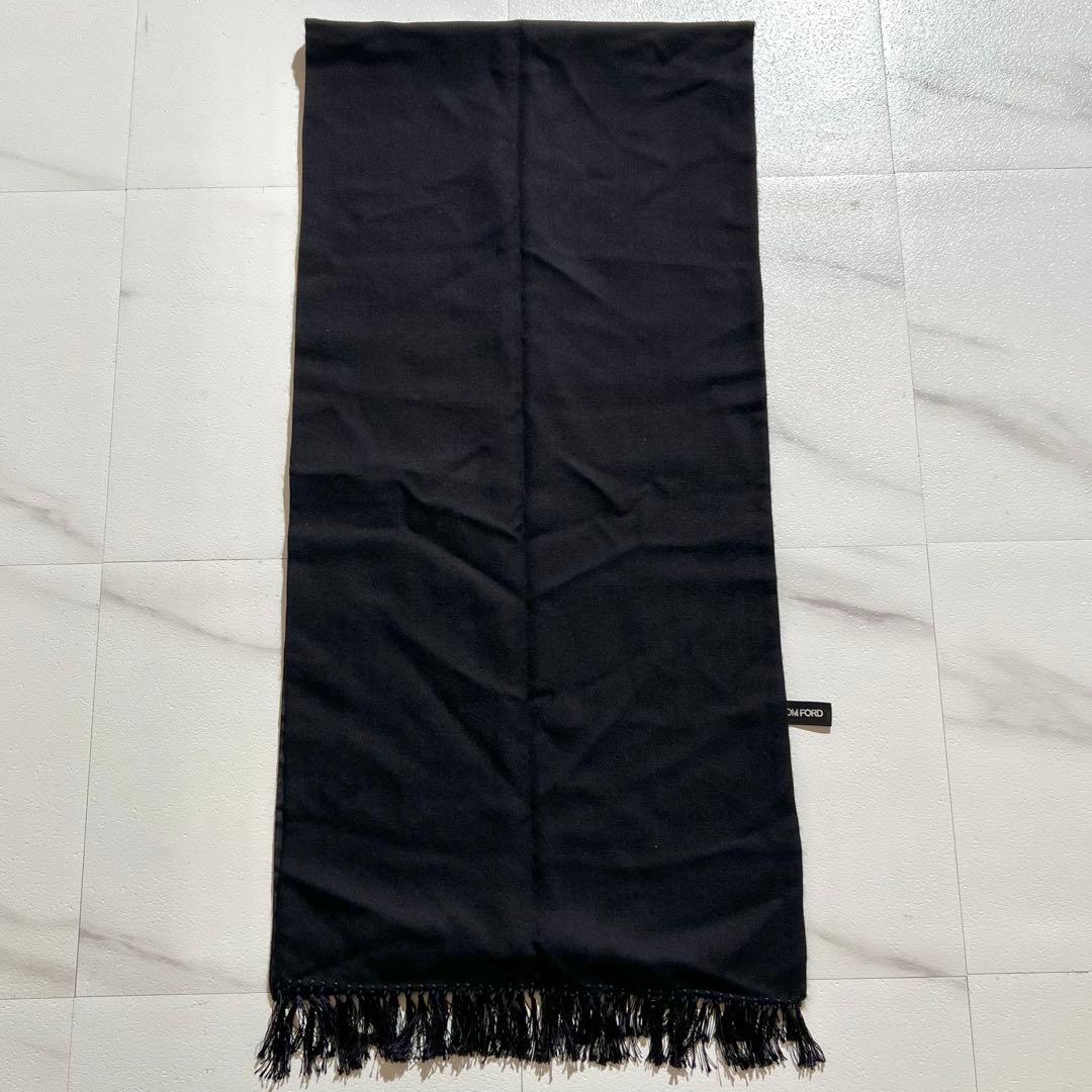 極美品✨ TOM FORD ブラック ネイビー マフラー　トムフォード シルク