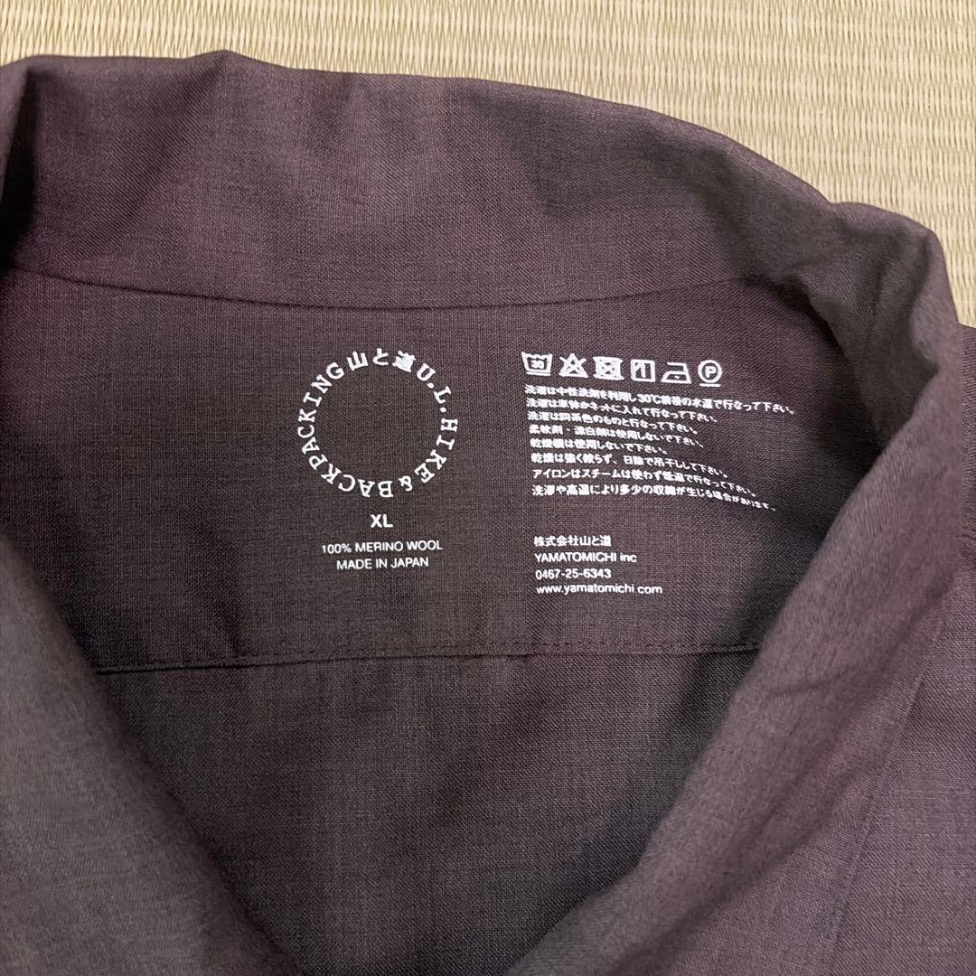 山と道　メリノシャツ　ダークブラウン XL