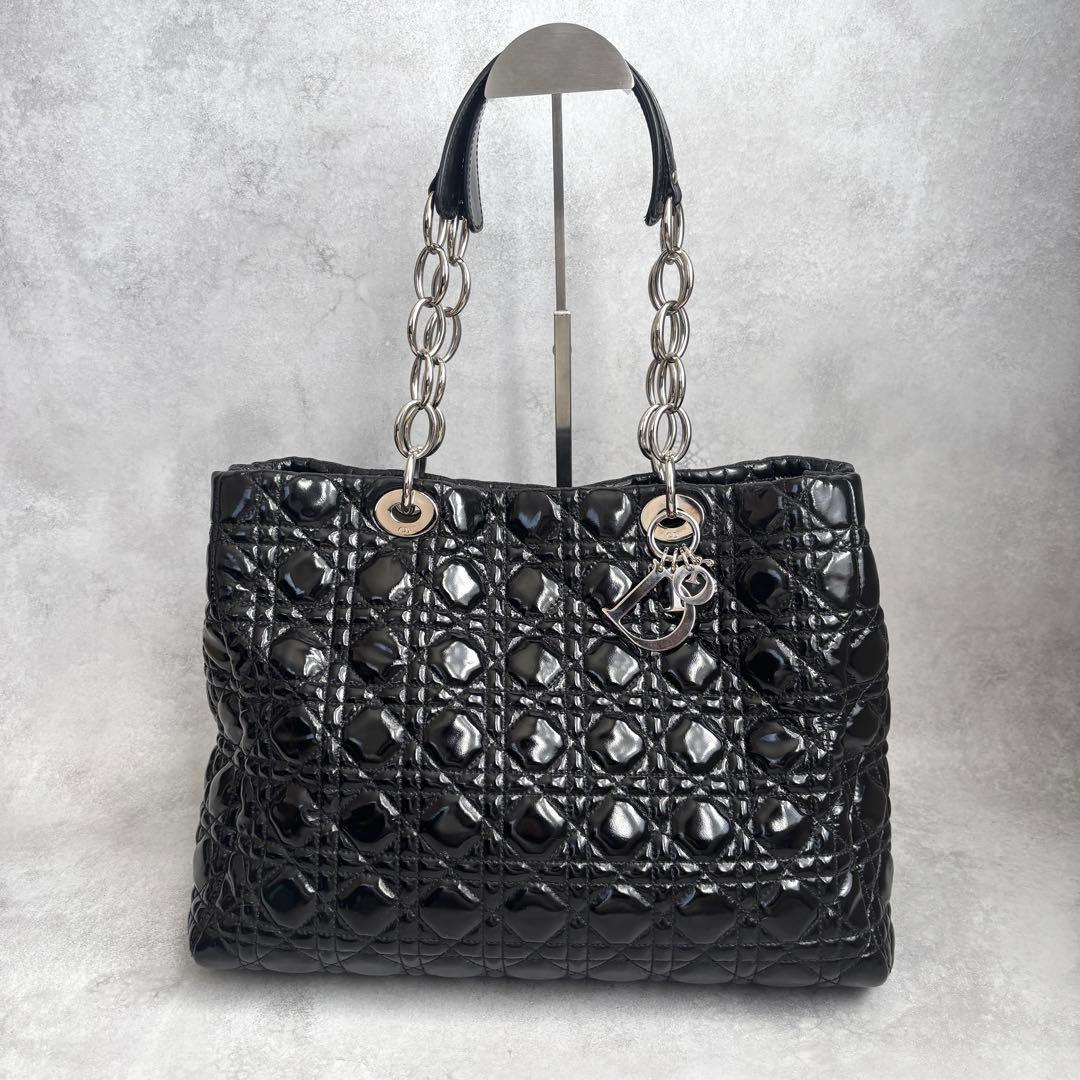 美品 Christian Dior カナージュ パナレア トートバッグ エナメル