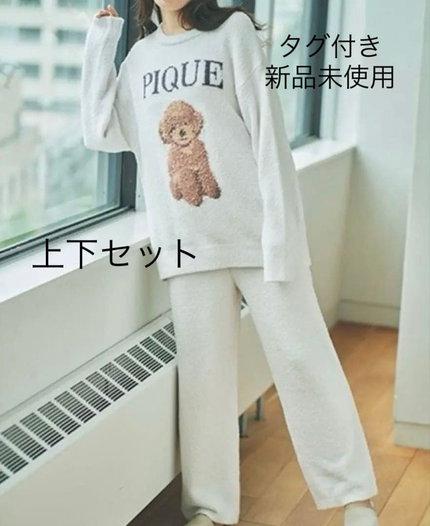 ジェラートピケ　トイプードルジャガードプルオーバー＆ロングパンツ　DOG