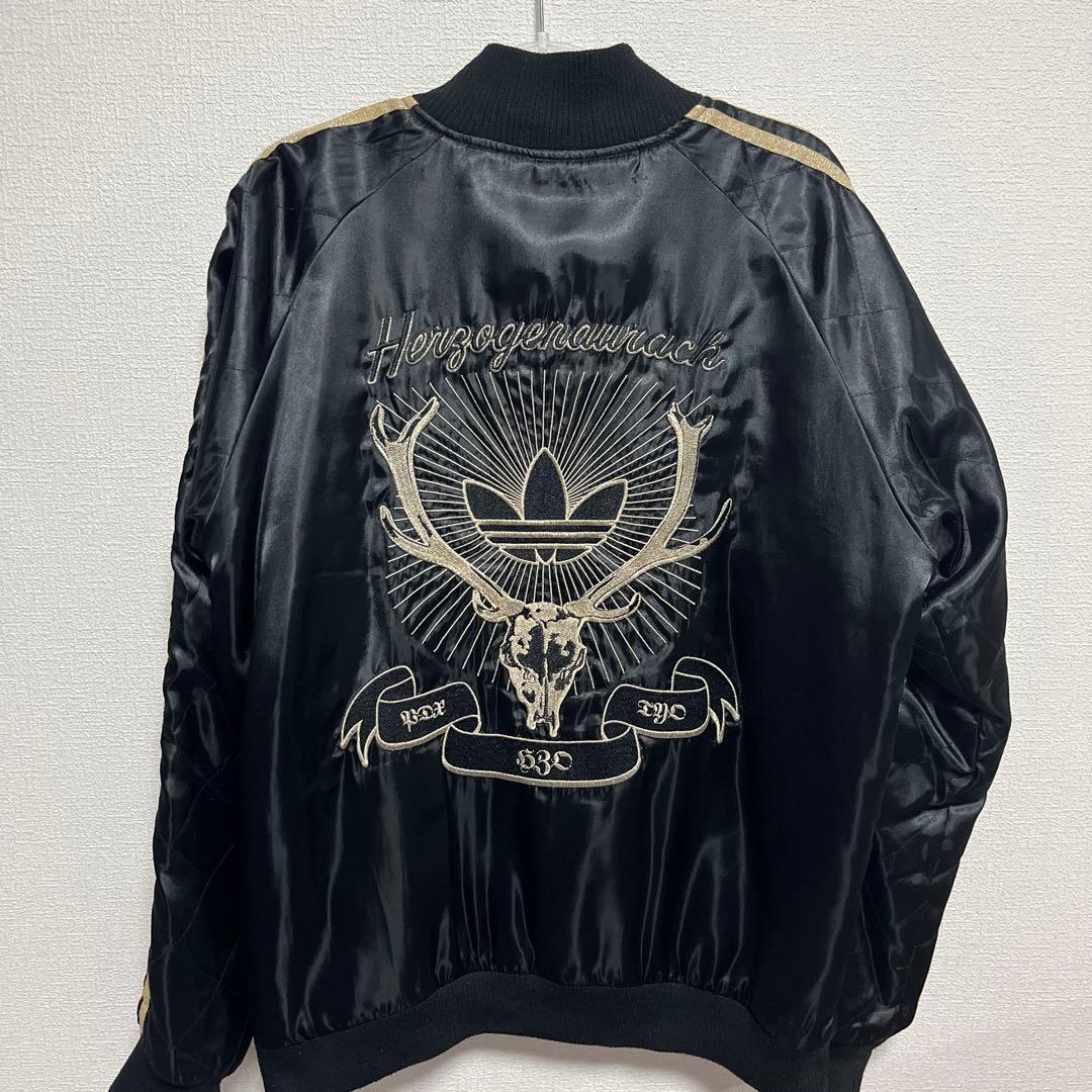 【希少】アディダス オリジナルス スカルボーン スカジャン 黒×金 XL