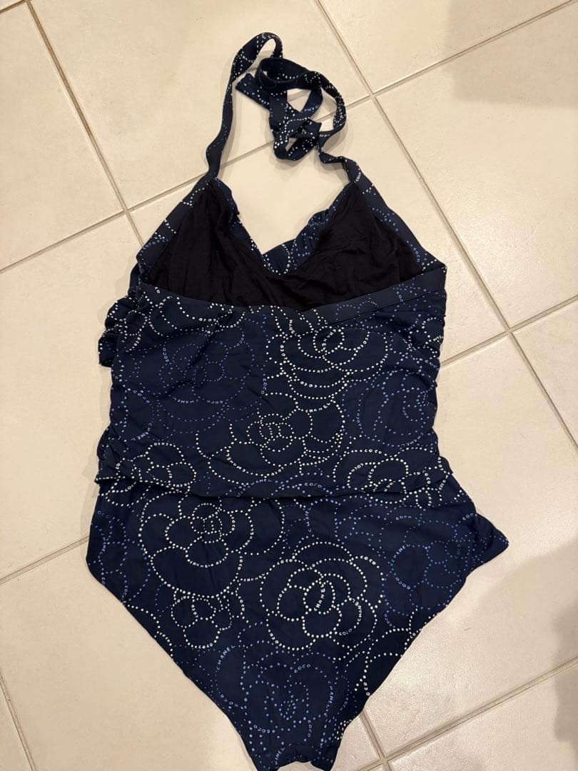 CHANEL ワンピース水着 ネイビー 花柄