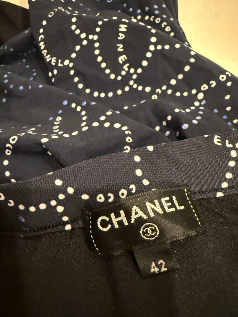 CHANEL ワンピース水着 ネイビー 花柄