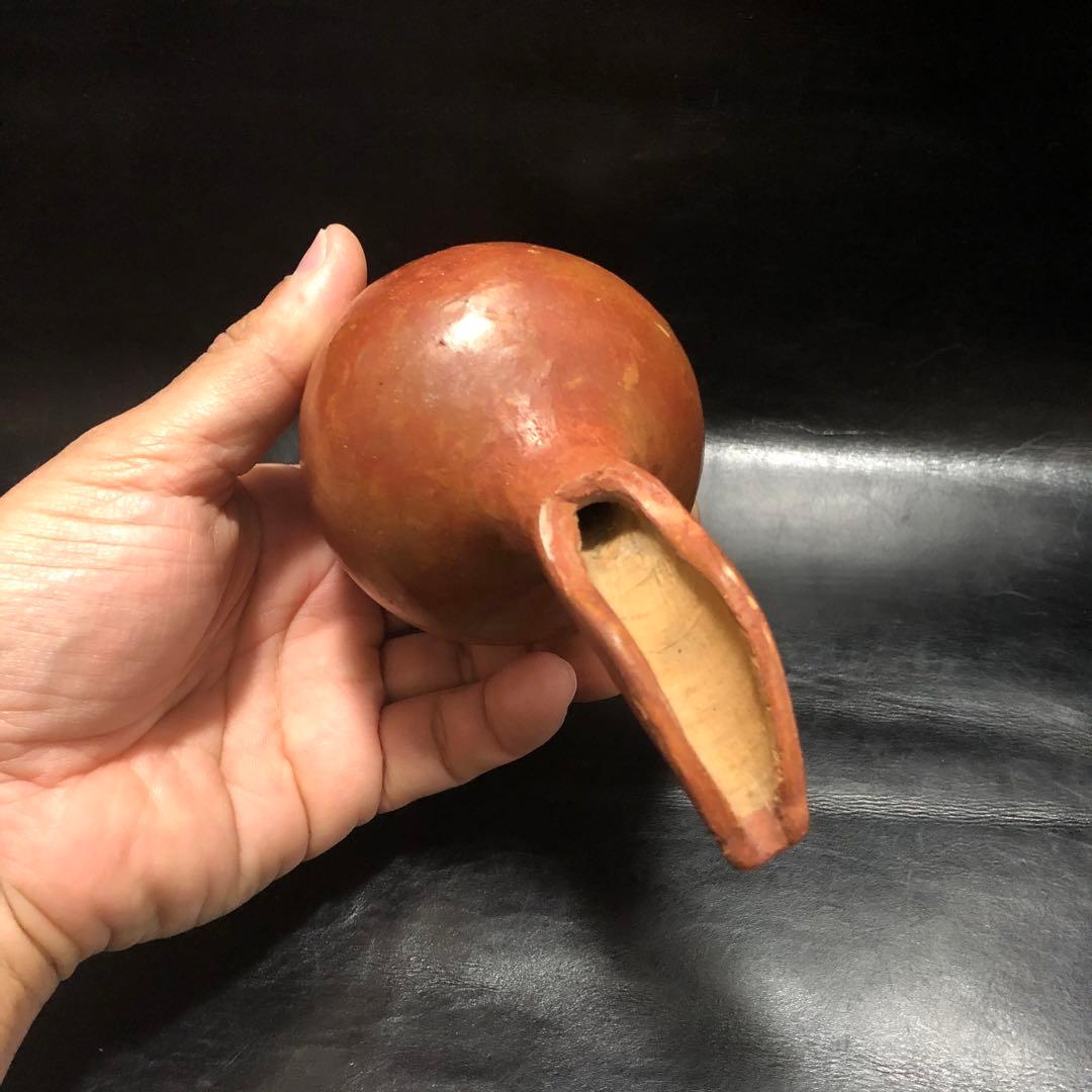 珍品◆蔵から謎の美しいシルエットの赤い壺、壷が出て来ました、水差し？茶道具？