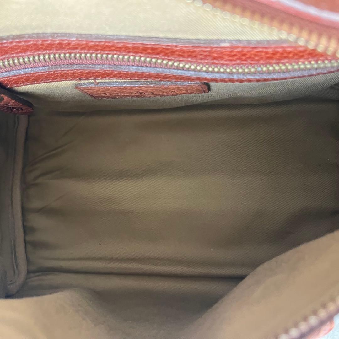 ポロラルフローレン ミニボストンバッグ　ハンドバッグ レザー シボ革 ブラウン