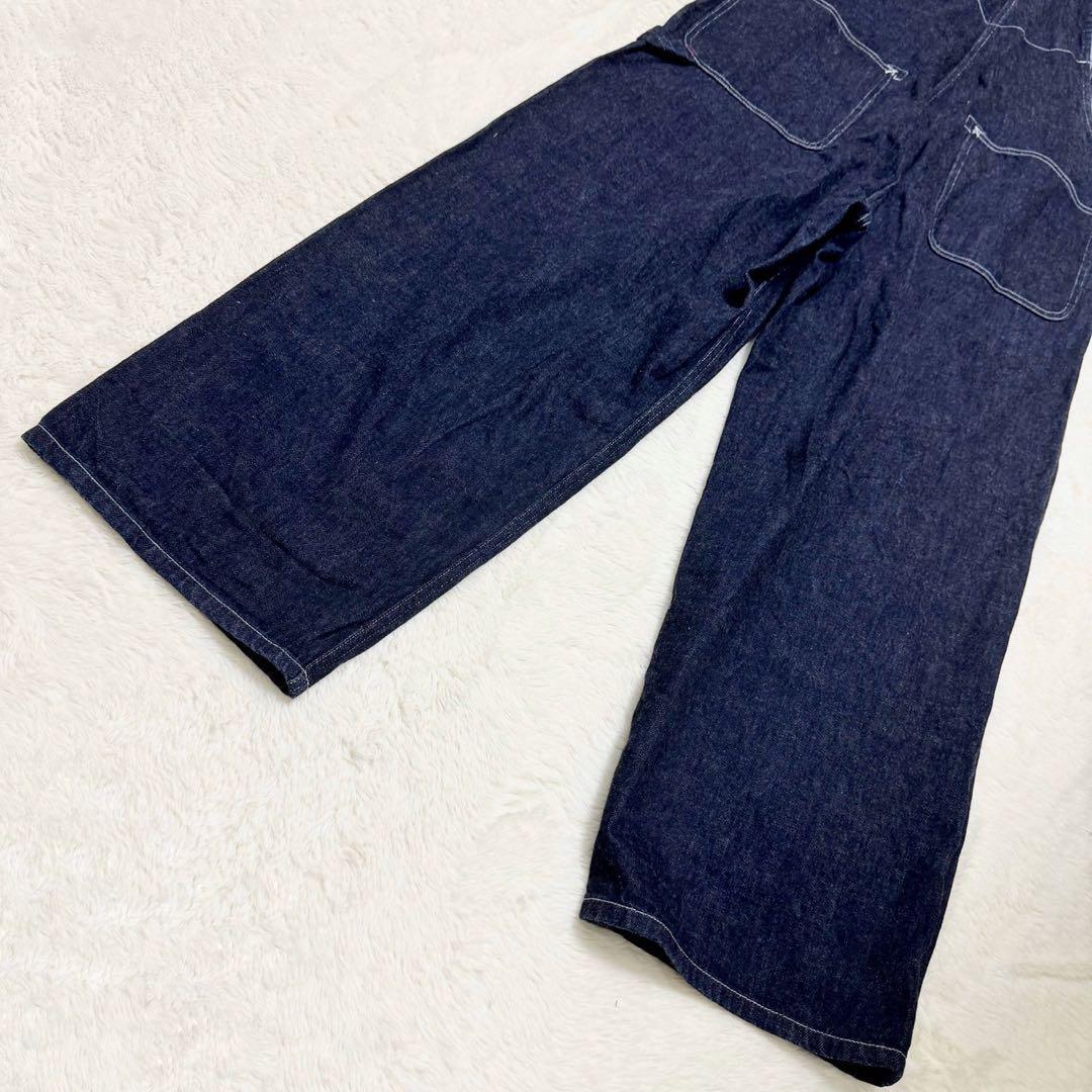 快晴堂 デニム サロペット オーバーオール 日本製 インディゴ 水玉 サイズ2