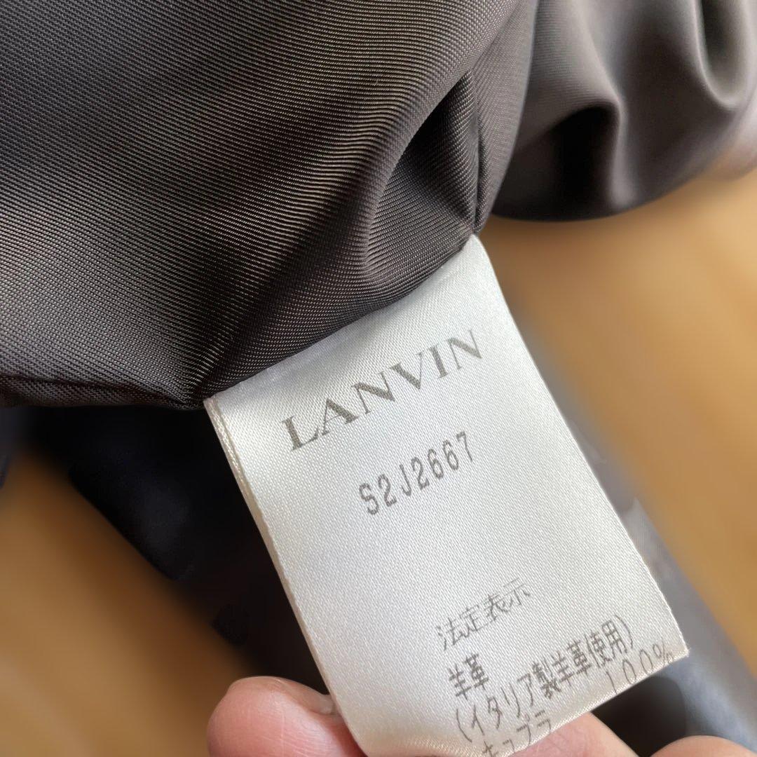 LANVIN レザーコート 38 ダークブラウン