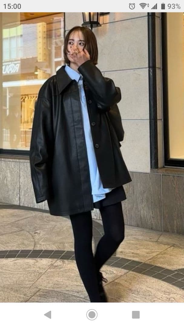 今季完売anukeアンヌークEcoleather Over Jacket黒36