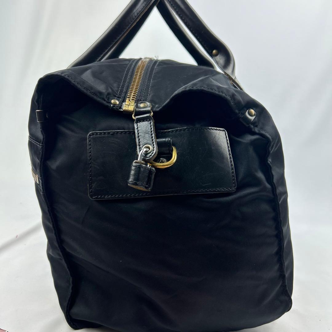 【美品】フェリージ　ボストンバッグ　2way ナイロン　レザー　鍵付き　大容量