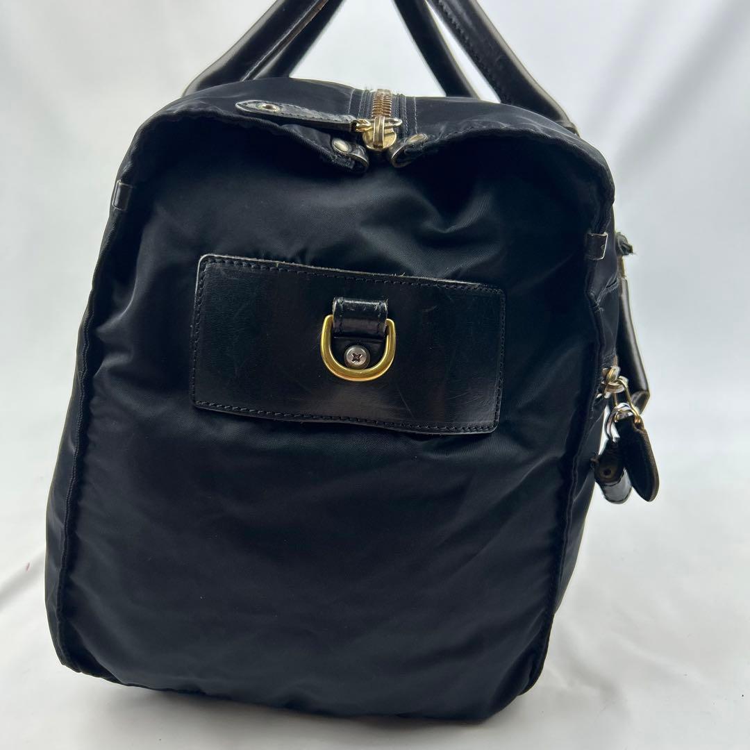 【美品】フェリージ　ボストンバッグ　2way ナイロン　レザー　鍵付き　大容量