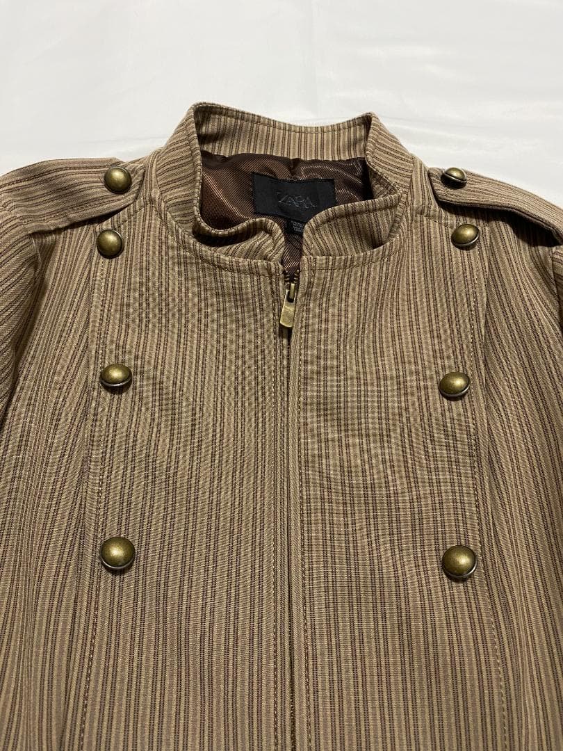 ZARA ストライプ柄フィットブレザー L