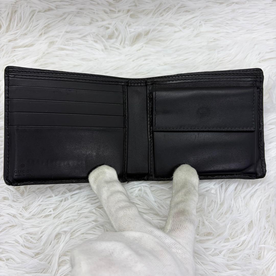 美品✨グッチ　二つ折り財布 タイガー　PVC GGスプリーム ブラック