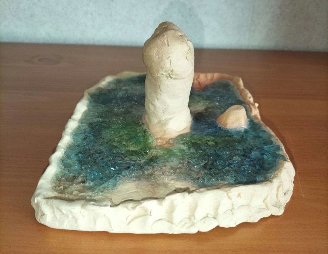 プールとブランコ ガラス 陶芸作品 梱包済み❤