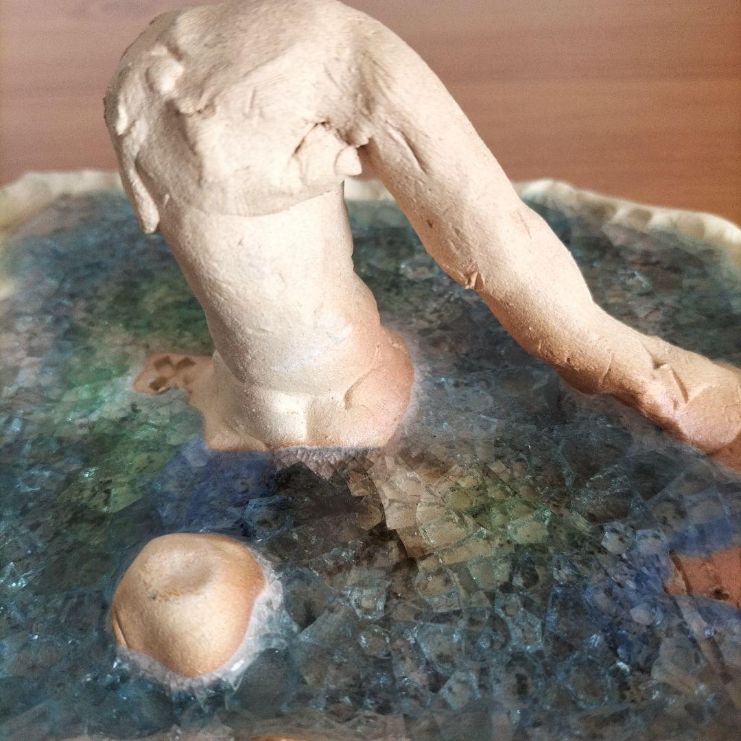 プールとブランコ ガラス 陶芸作品 梱包済み❤