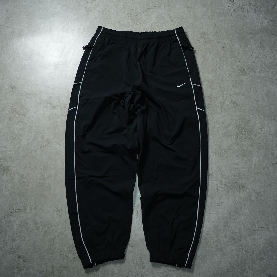 y2k NIKE 極太 バギーナイロンパンツ パイピング サイドライン 刺繍ロゴ